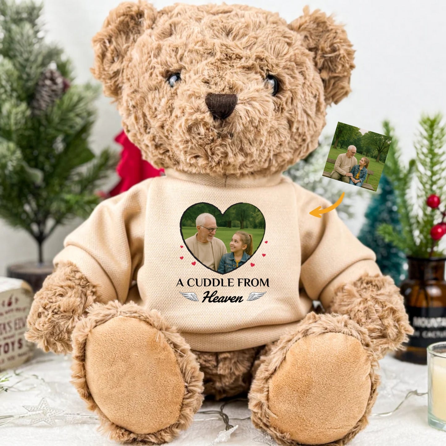 Custom Photo A Cuddle From Heaven - Memorial Personalized Custom Teddy Bear Plush