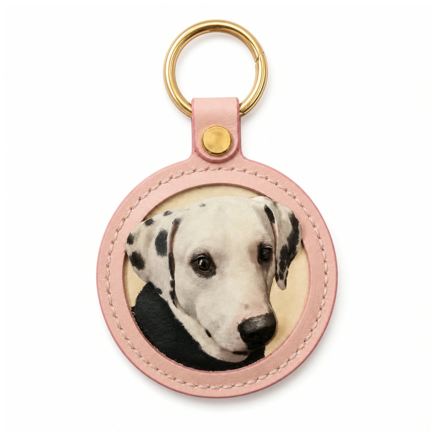 Custom Handmade Leather Pet Portrait Keychain