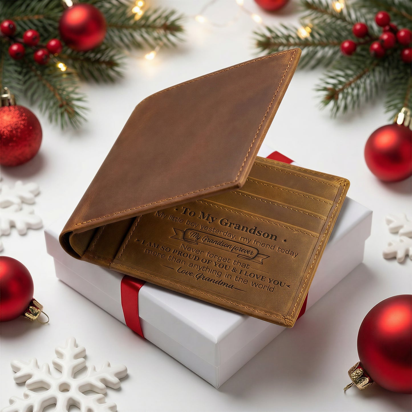 Grand-mère à petit-fils - Je t'aime plus que tout dans le monde - Portefeuille bifold avec boîte-cadeau