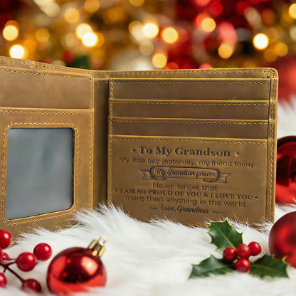 Grand-mère à petit-fils - Je t'aime plus que tout dans le monde - Portefeuille bifold avec boîte-cadeau
