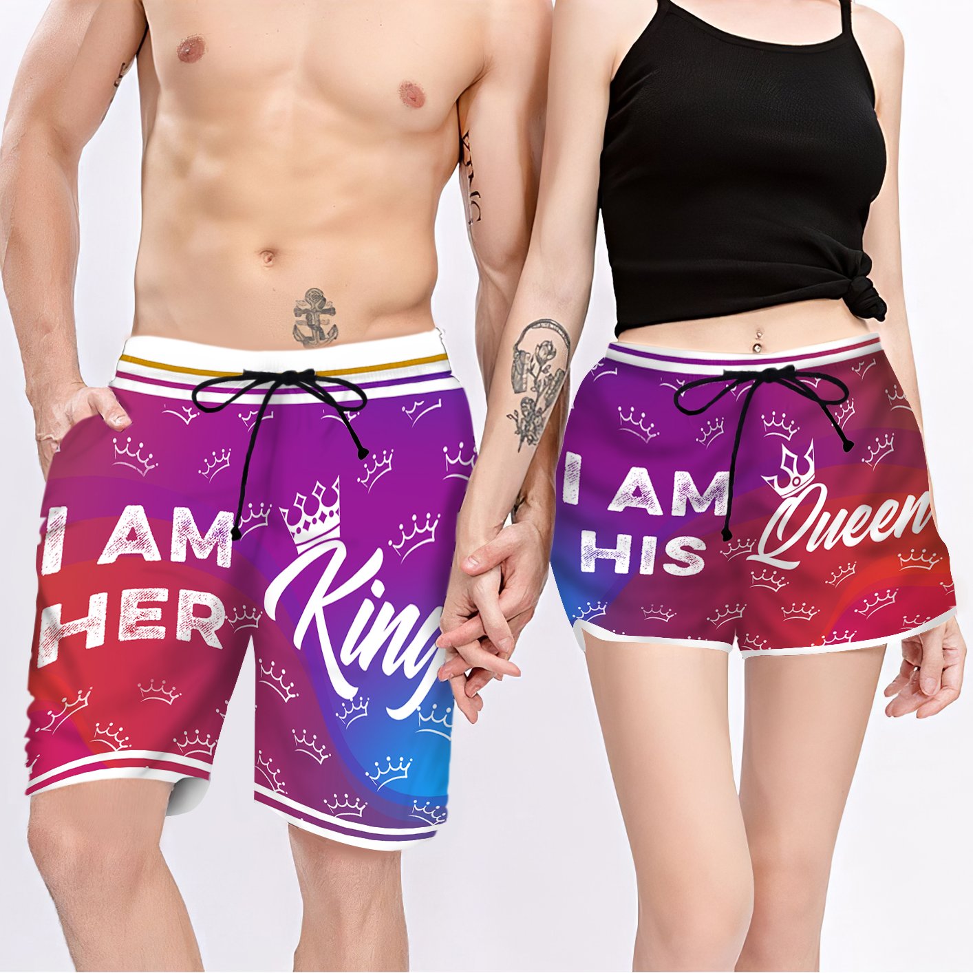 Couple correspondant - roi et reine - shorts